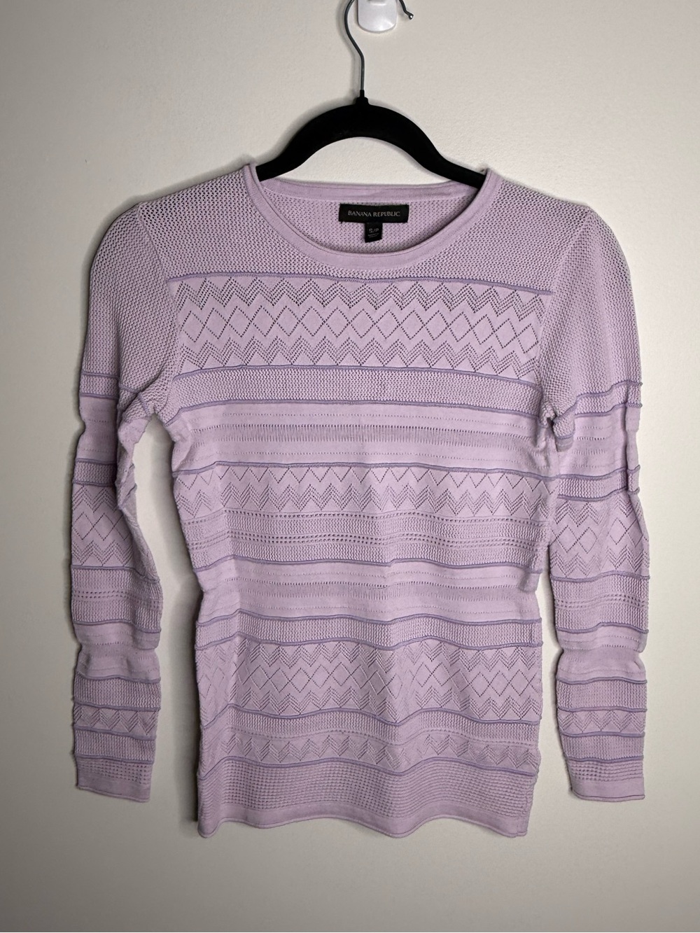 Banana Republic Lavender Pointelle Knit Long Sleeve Top size small